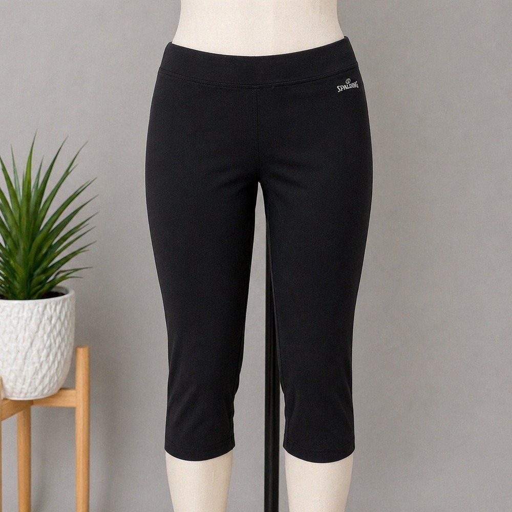 Spalding Cropped Legging L Black Capri Active High Rise Athletic Minimalist Yoga